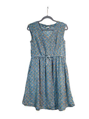 Mata Traders Dress Women's Small Nashville Teal Orange Cotton Boho Natural Fiber